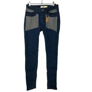 Boutique Nightcap Clothing Patterned Patch Pocket Skinny Jeans 25